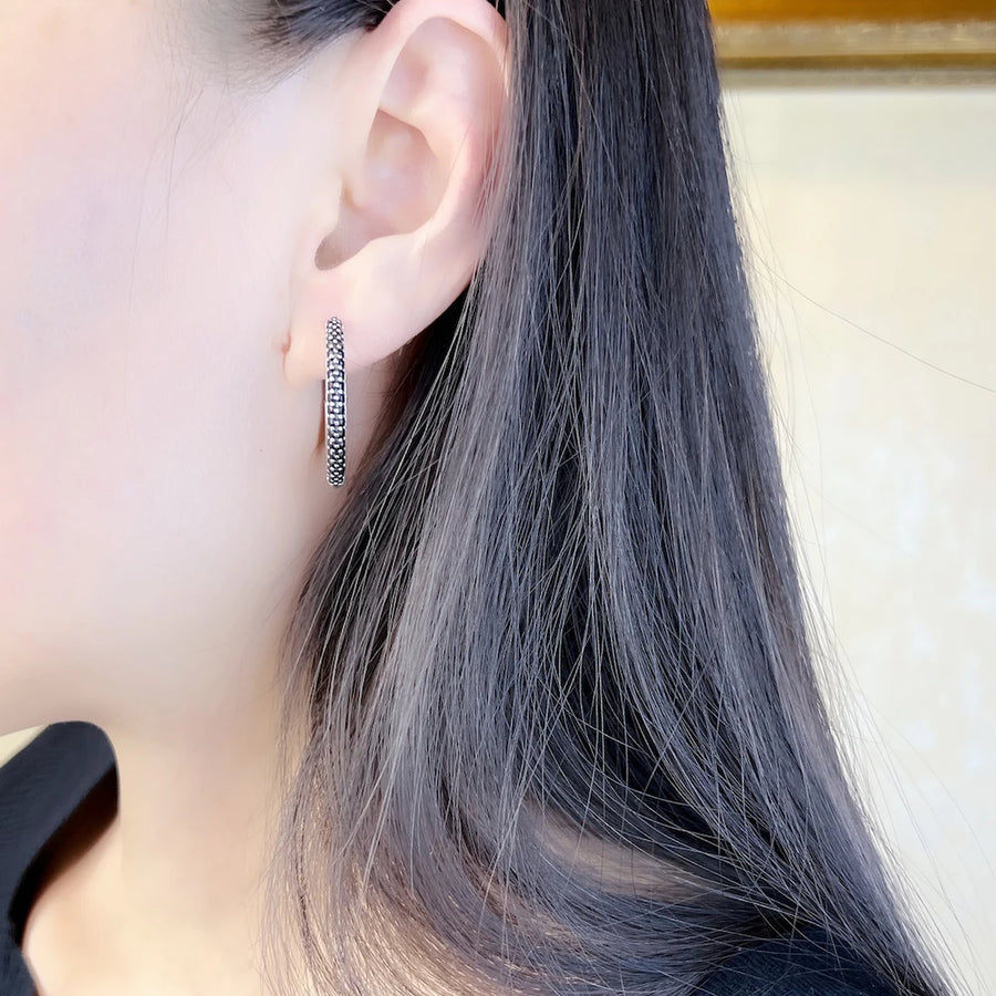 Sterling Silver 30mm Cubic Zirconia Crystal Hinged Hoop earrings