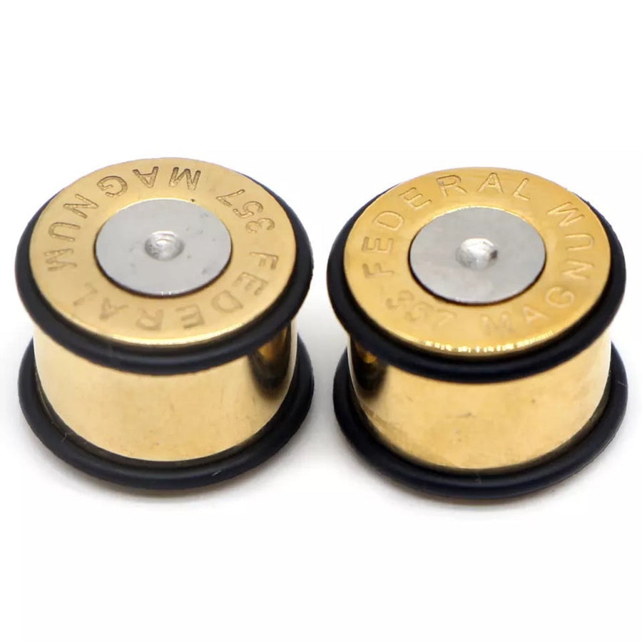 Gold Magnum Bullet Surgical Steel Ear Plugs | 6mm - 25mm - Pair
