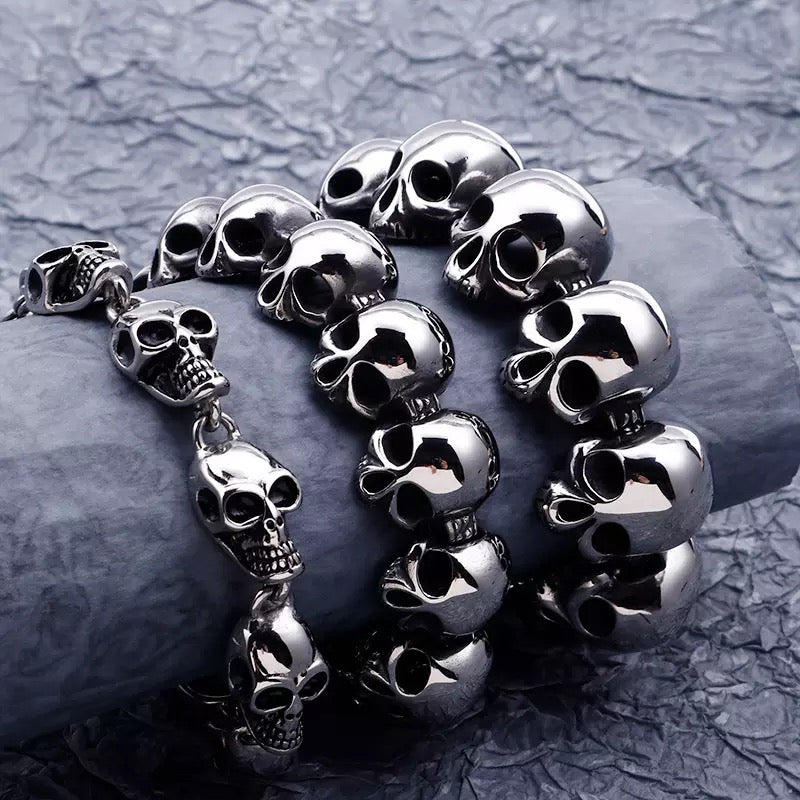 Men's Stainless Steel Skull Head Bracelet Collection