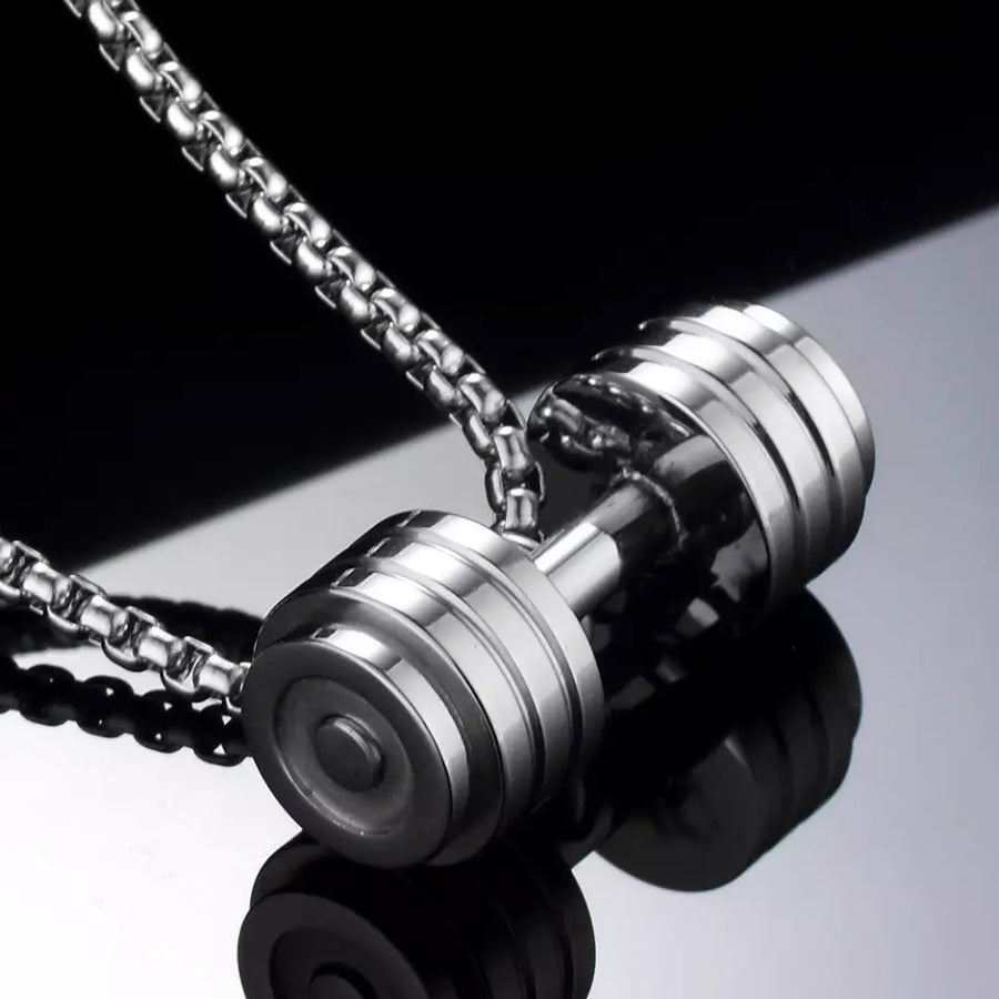 Barbell Dumbbell Stainless Steel Necklace