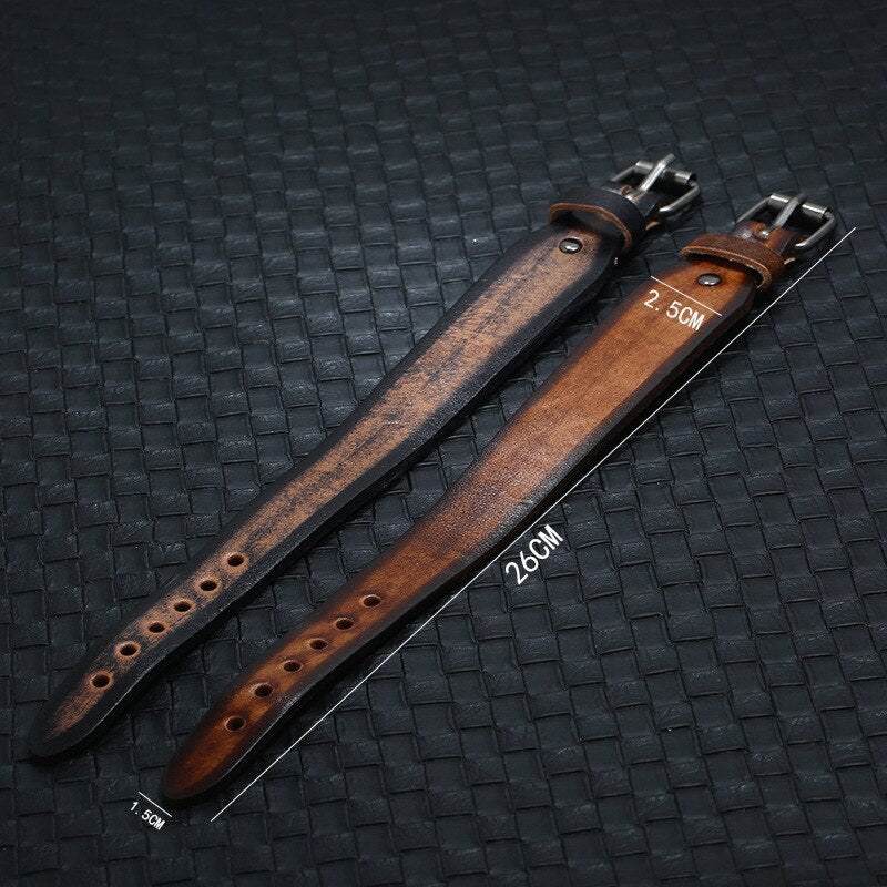Men's Genuine Leather Distressed Belt Style Bracelet