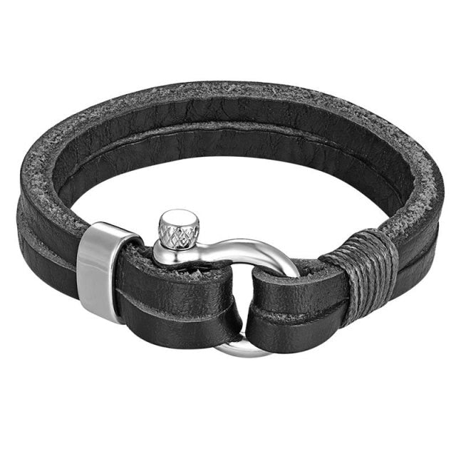 Mens Handmade Woven Anchor Leather Cord Bracelet Jewelry Unisex PU Leather  Bracelet With Anchor Alloy Clasp 8.6 Inches Length Adjustable price in UAE,  UAE