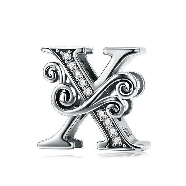 925 Sterling Silver Vintage Style Letter Alphabet A to Z Charms.