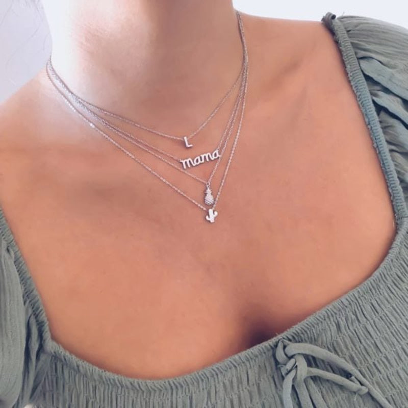 925 Sterling Silver Initial Letter Necklace A-Z Alphabet