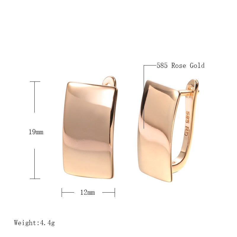 Glossy Dangle Rose Gold Simple Square Earrings