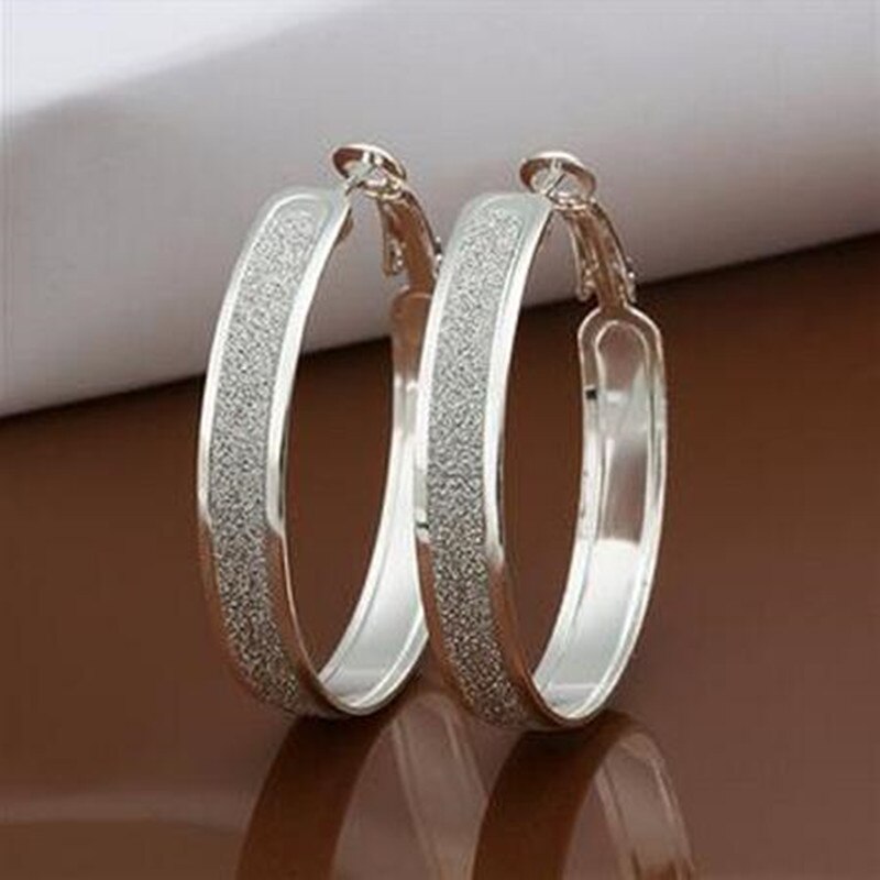 925 Sterling Silver Glitter Hoop Earrings