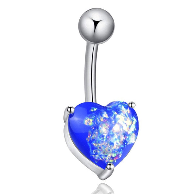 Curved Crystal Devil Heart Barbell Belly Button Ring Collection