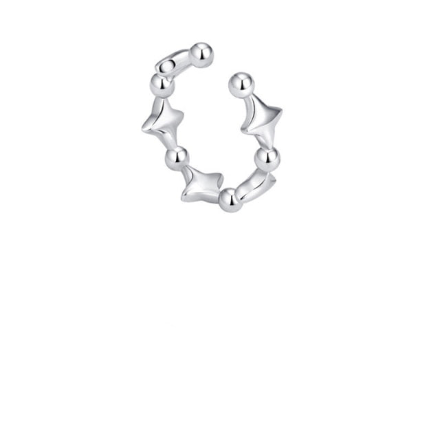 Silver Clip On Crystal Ear Cuff Collection