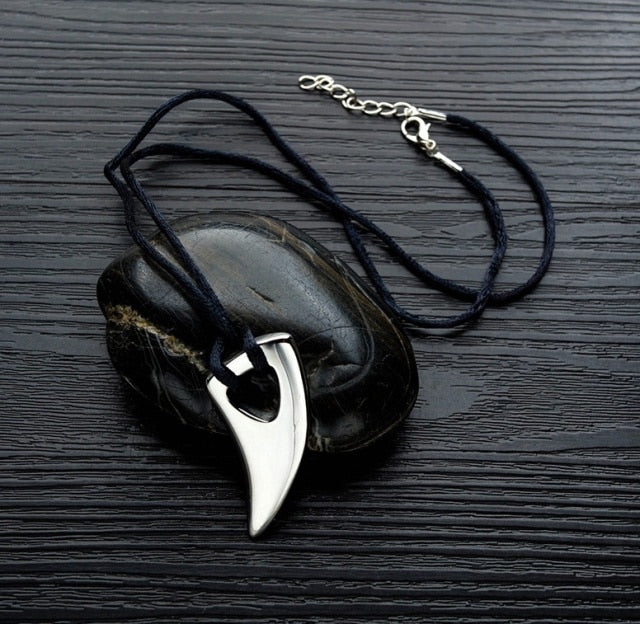 Wolf's Tooth Pendant Necklace Black Silver & Gold