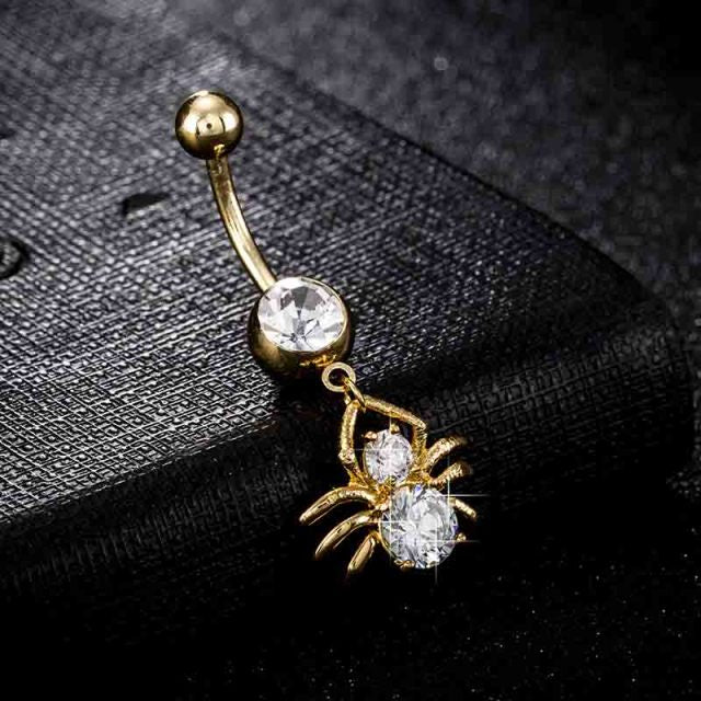 Curved Crystal Devil Heart Barbell Belly Button Ring Collection