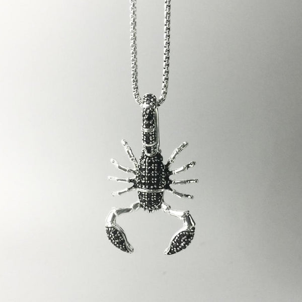 925 Sterling Silver Scorpion Pendant Link Chain Necklace