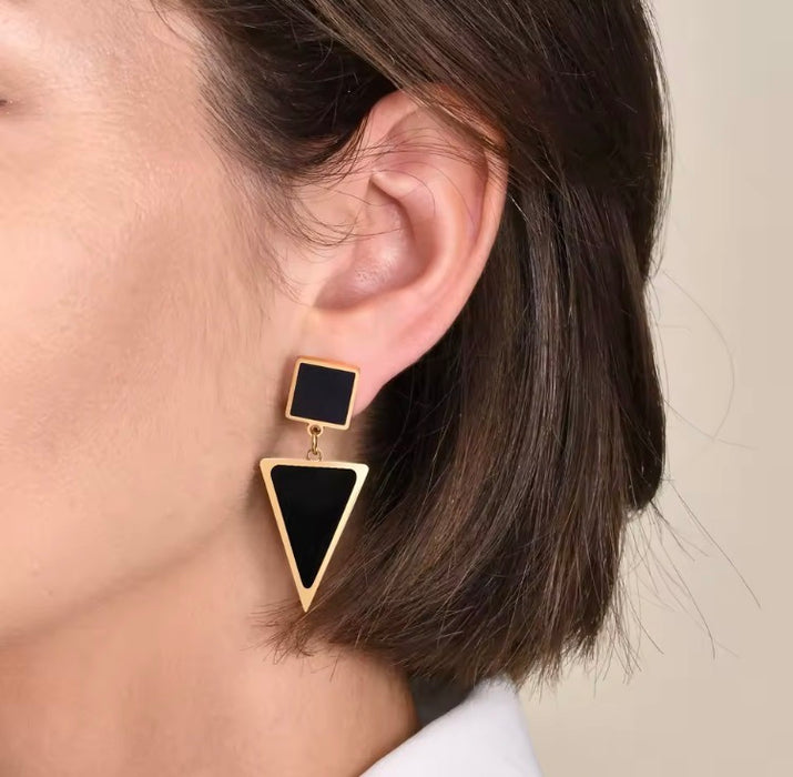 Big Square Statement Drop Earrings