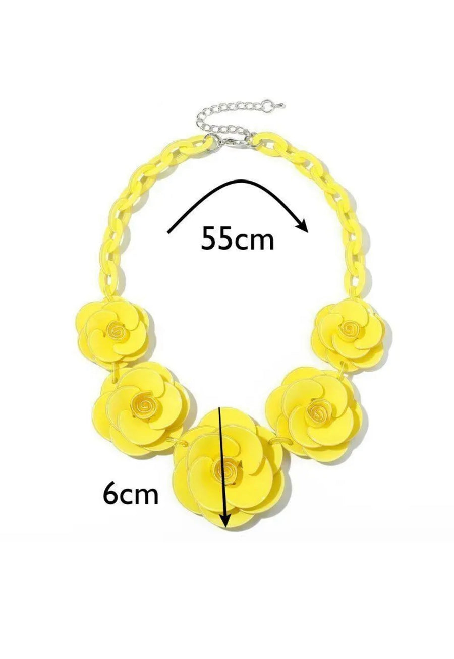 Acrylic Flower 70's Statement Necklace