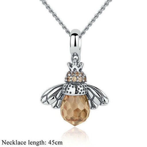 Sterling Silver Queen Honey Bee Little Bumblebee Pendant Necklace