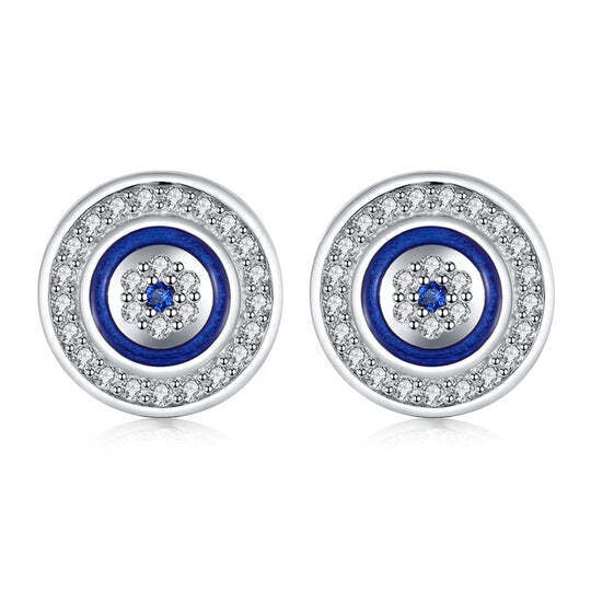 925 Sterling Silver Blue Evil Eye Stud Earrings