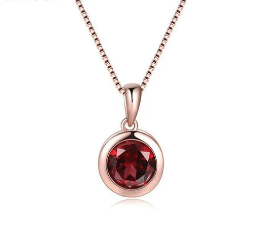 925 Sterling Silver Rose Gold Necklace with Ruby Gemstone