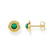 925 Sterling Silver Gold Plated Green Malachite Round Stud Earrings