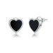 925 Sterling Silver Black Onyx Heart Stud Earrings