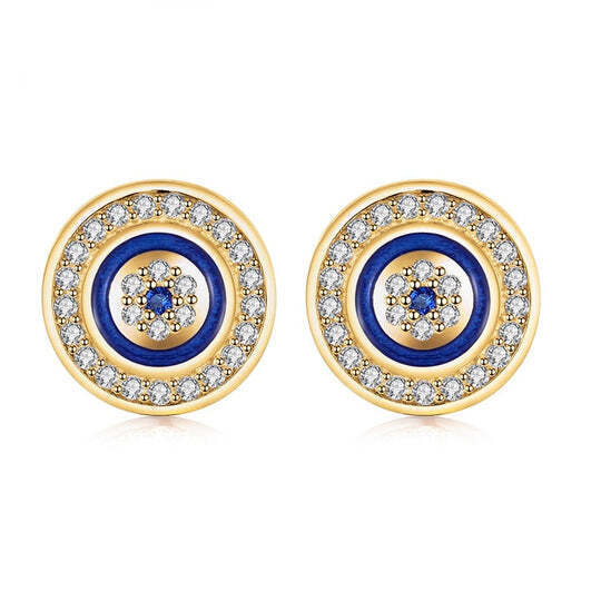 925 Sterling Silver Blue Evil Eye Stud Earrings