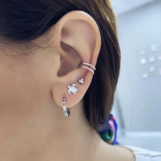 925 Sterling Silver Mini Turtle Stud Earrings
