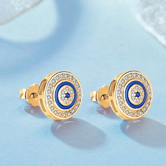 925 Sterling Silver Blue Evil Eye Stud Earrings
