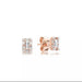 925 Sterling Silver 9ct Rose Gold Square Crystal Stud Earrings
