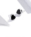 925 Sterling Silver Black Onyx Heart Stud Earrings