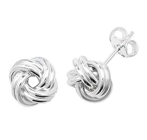 Sterling Silver Love Knot Stud Earrings with Gift Pouch