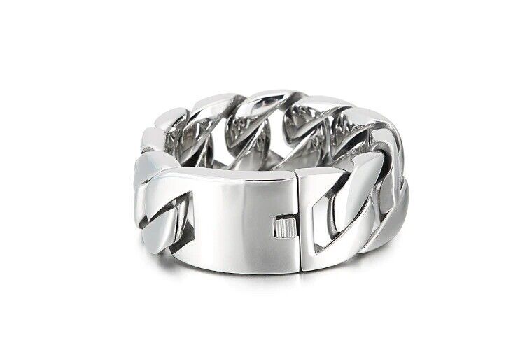316 Stainless Steel 30mm Cuban Bracelet Bangle Men's Heavy Chunky Link Chain