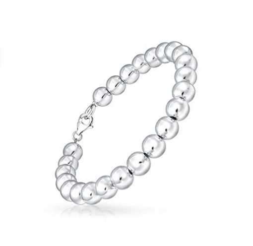 925 Sterling Silver Ball Bead Bracelet Hollow 10mm Bangle UK
