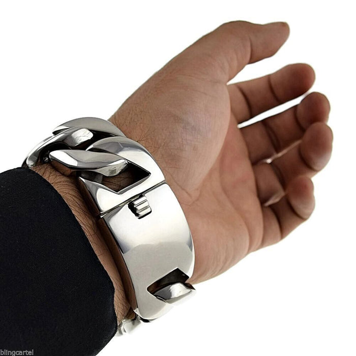 316 Stainless Steel 30mm Cuban Bracelet Bangle Men's Heavy Chunky Link Chain