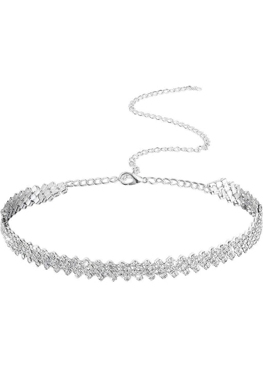 Double Row Crystal Choker Necklace