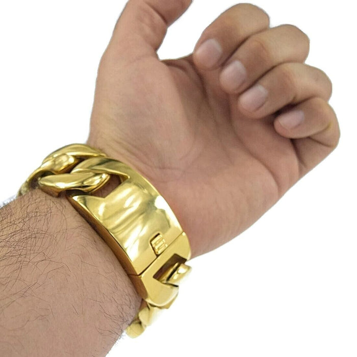 316 Stainless Steel 30mm Cuban Bracelet Bangle Men's Heavy Chunky Link Chain