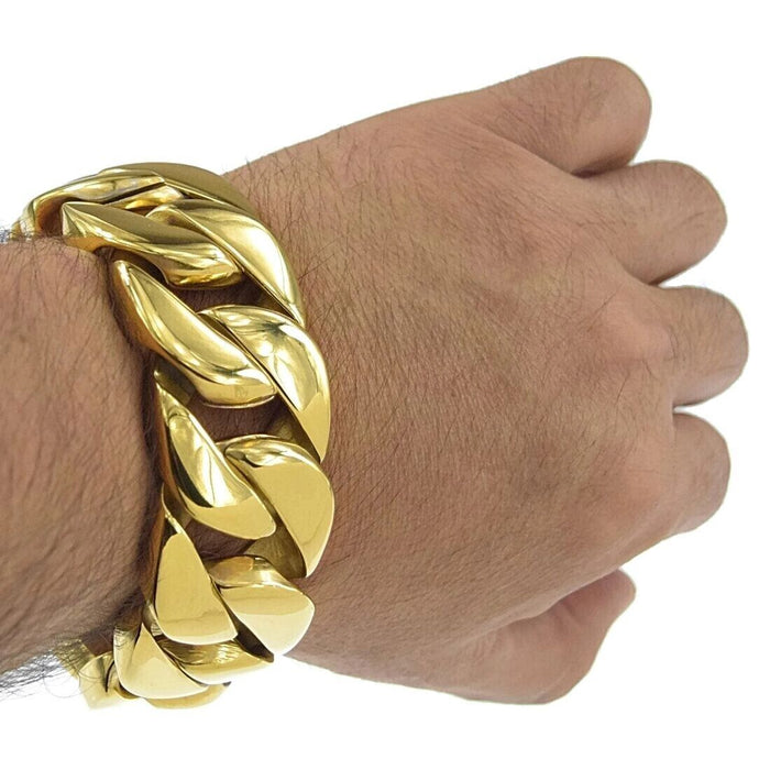 316 Stainless Steel 30mm Cuban Bracelet Bangle Men's Heavy Chunky Link Chain