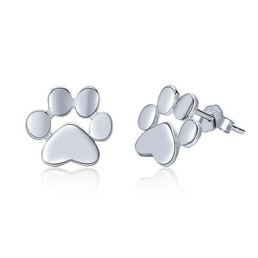 Sterling Silver Dog Paw Stud Earrings