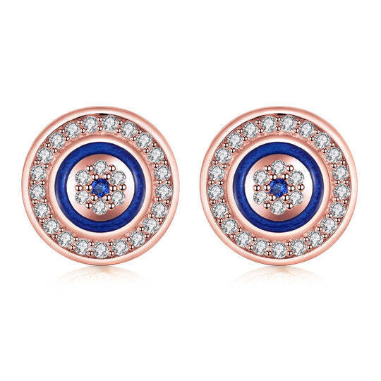 925 Sterling Silver Blue Evil Eye Stud Earrings