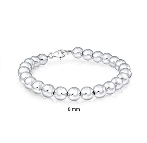 925 Sterling Silver Ball Bead Bracelet Hollow 10mm Bangle UK