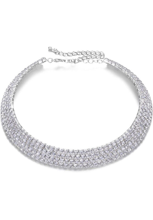 Silver Crystal Choker Necklace Collection