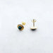 925 Sterling Silver Gold Plated Green Malachite Round Stud Earrings
