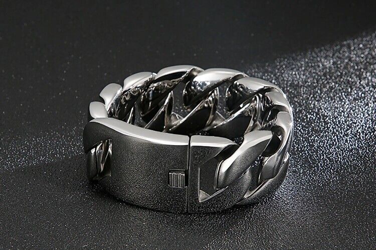 316 Stainless Steel 30mm Cuban Bracelet Bangle Men's Heavy Chunky Link Chain