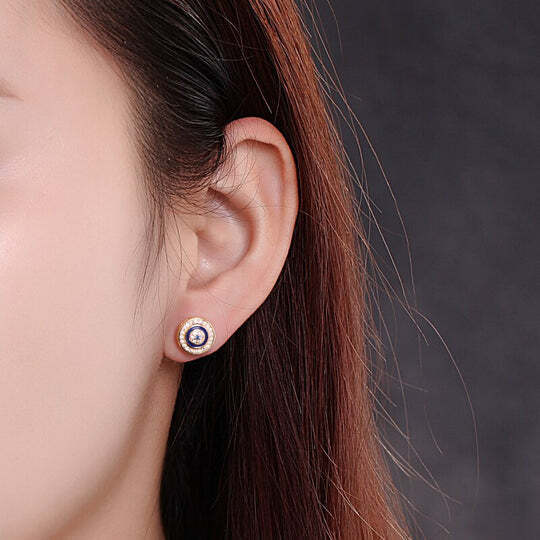 925 Sterling Silver Blue Evil Eye Stud Earrings