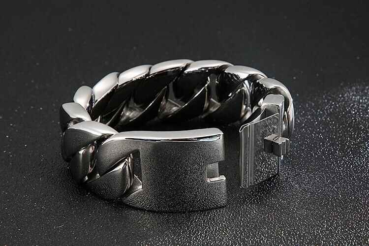 316 Stainless Steel 30mm Cuban Bracelet Bangle Men's Heavy Chunky Link Chain