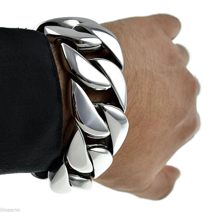 316 Stainless Steel 30mm Cuban Bracelet Bangle Men's Heavy Chunky Link Chain