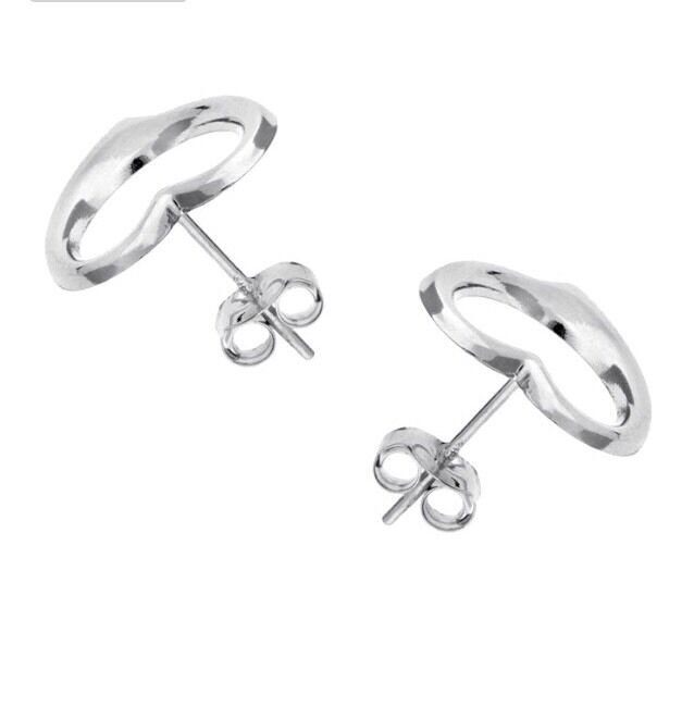 925 Sterling Silver Hollow Cut Out Small Open LOVE HEART Stud Earrings