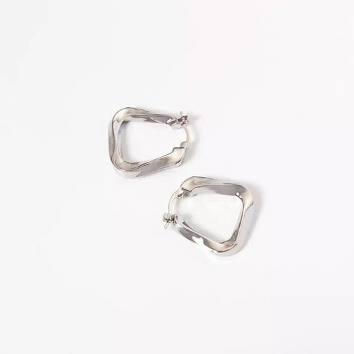 Silver 35mm Triangle Hoop Large Twist Earrings