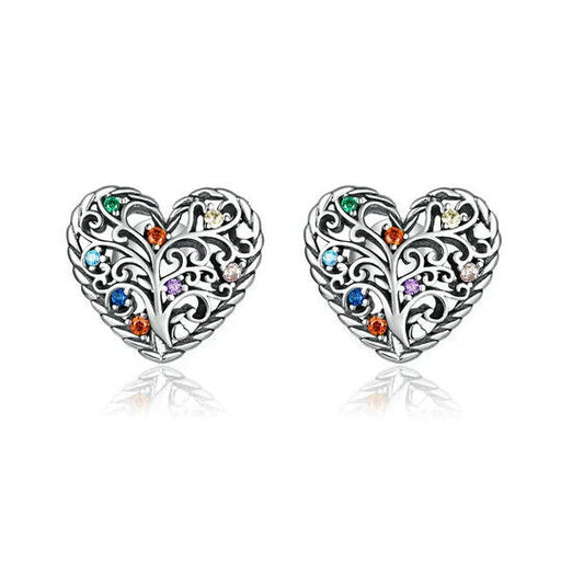 Tree of Life S925 Sterling Silver Gemstone Stud Earrings