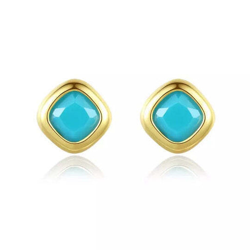 Sterling Silver Square Zirconia Stud Earring 4 Colours