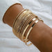 Women's Gold Multi-layered 14 Piece Stacked Bangle
