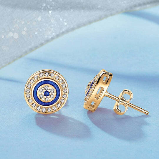 925 Sterling Silver Blue Evil Eye Stud Earrings
