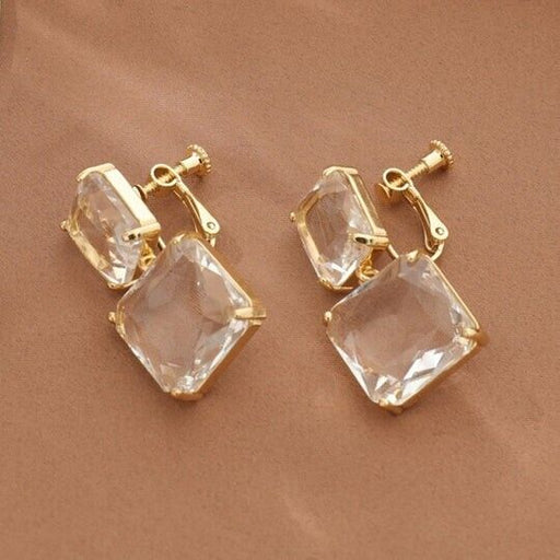 Ice Cube Drop Clip On Earrings